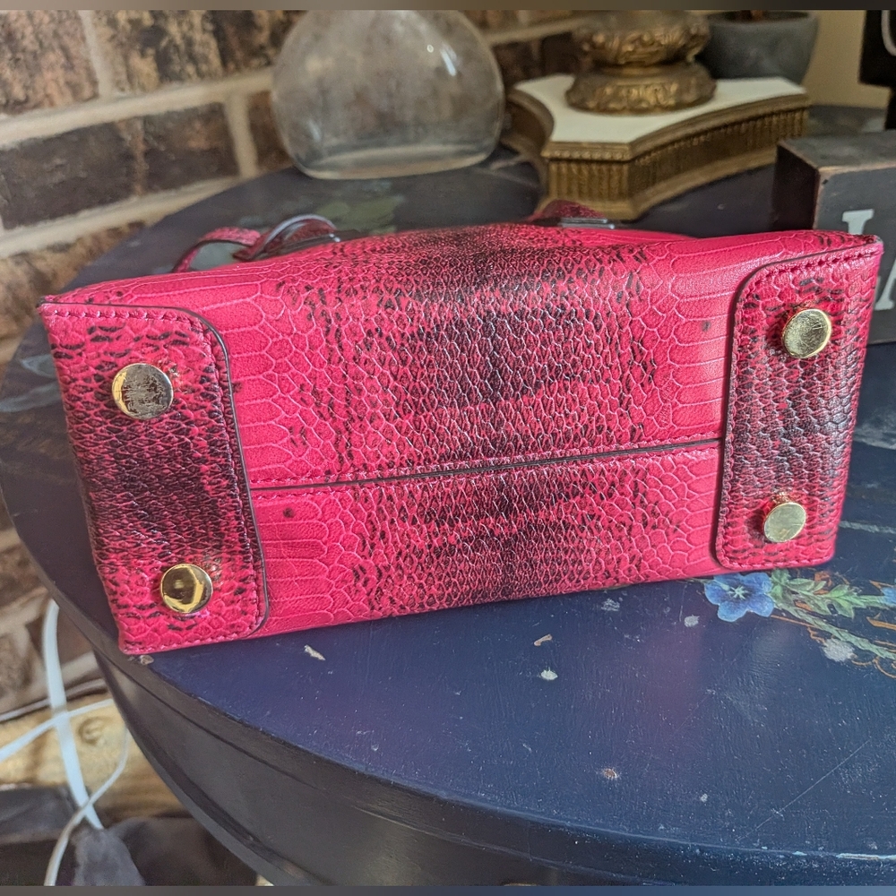 MICHAEL KORS Mercer Hot Pink Python Embossed Leat… - image 7